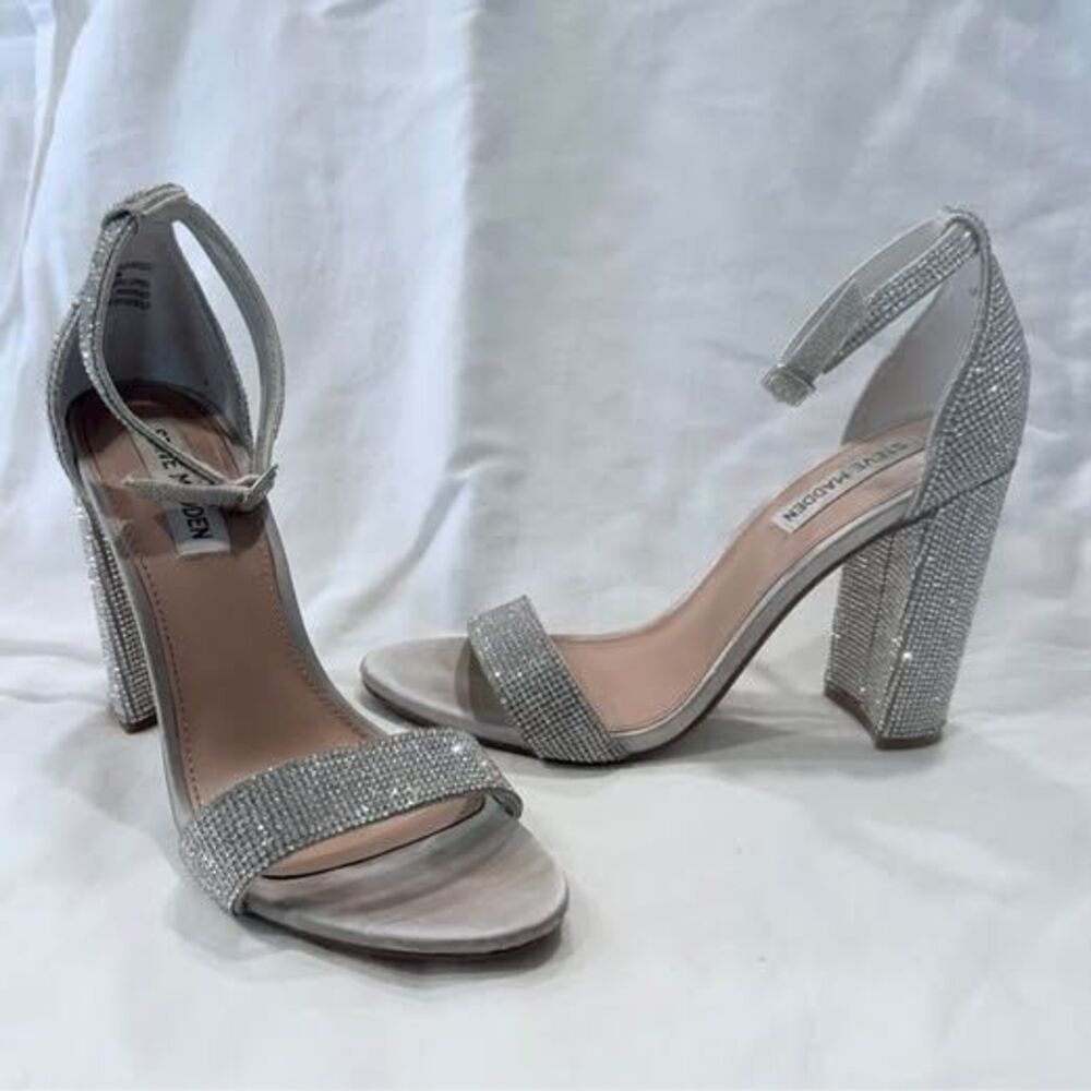 Steve Madden Carrson-R Crystal Rhinestone Block Heels Amazing Condition Size 8M